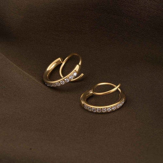 Gold Pearl Bow Stud Earrings Delicate Ribbon Design LE10173
