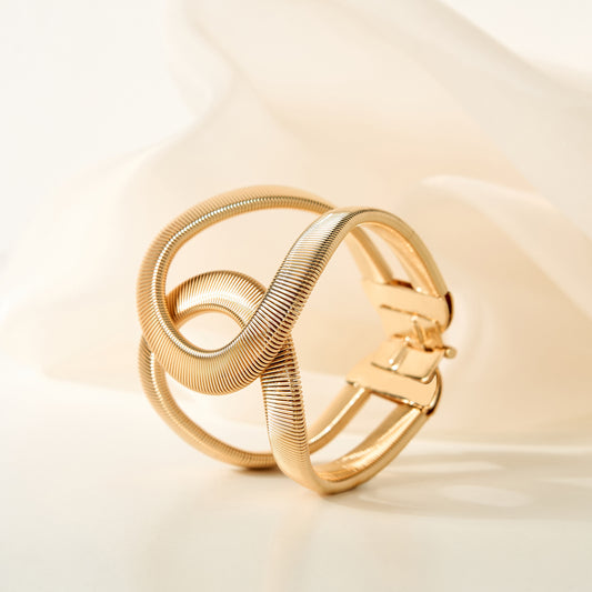 Bold Gold Statement Cuff Bracelet  Modern Designer Women’s Jewelry LB10085