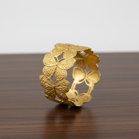 Butterfly Gold Cuff Bracelet – Nature-Inspired Statement Bangle LB10191