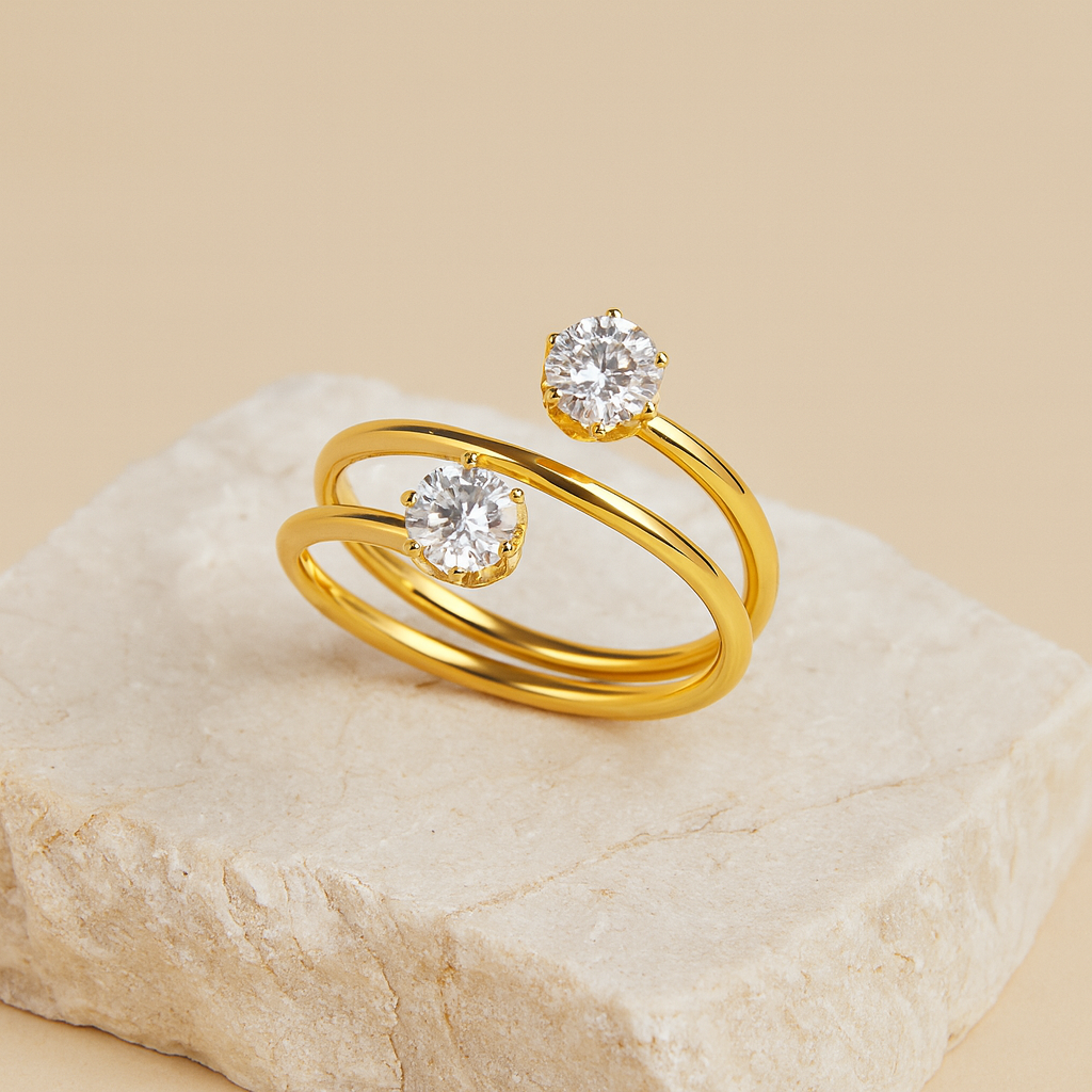 Double Solitaire Spiral Ring in Gold LR10170