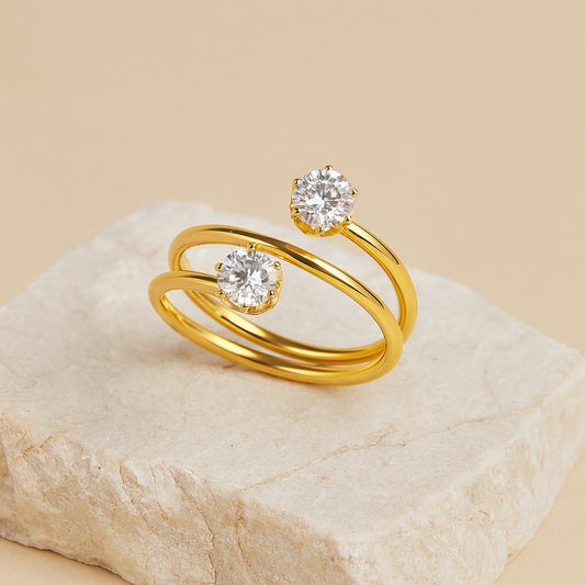 Double Solitaire Spiral Ring in Gold LR10170