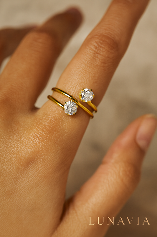 Double Solitaire Spiral Ring in Gold LR10170