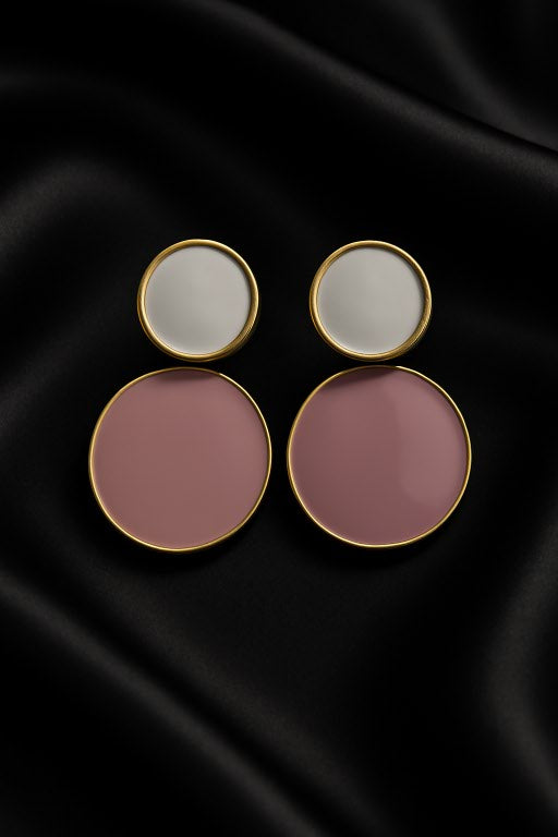 Dual Tone Circle Dangle Earrings LE10160