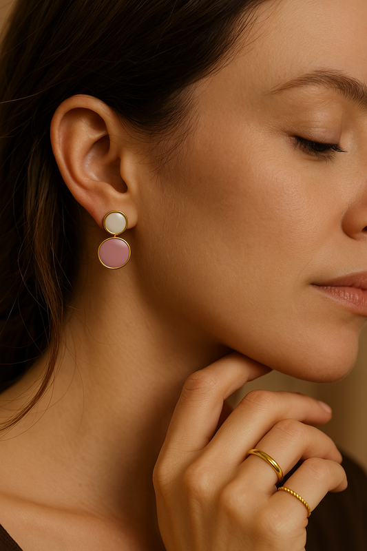 Dual Tone Circle Dangle Earrings LE10160