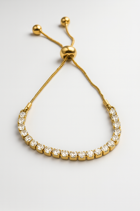 Elegant Gold Adjustable Bracelet with Sparkling Stones Luxury Women’s Jewelry LB10124