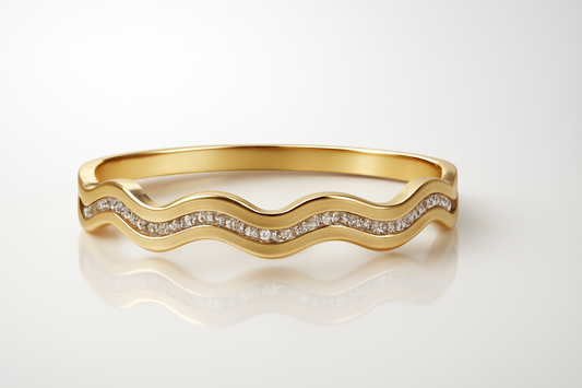 Elegant Gold Wave Bracelet with Sparkling Crystals LB10081
