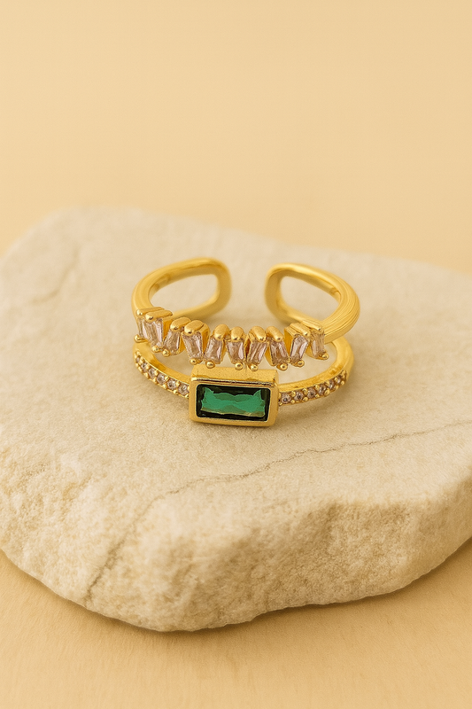 Emerald Crown Gold Ring LR10119