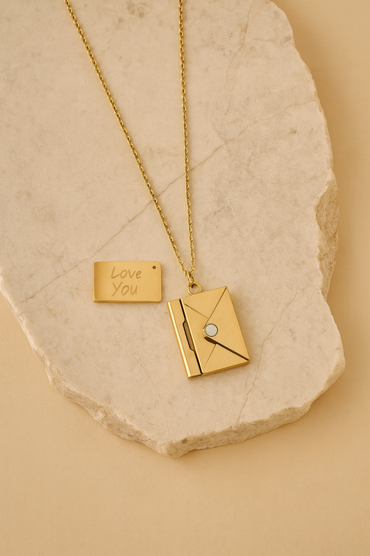 Envelope Locket Necklace Gold Vermeil Love Letter Pendant  Personalized Gift Jewelry LN10104