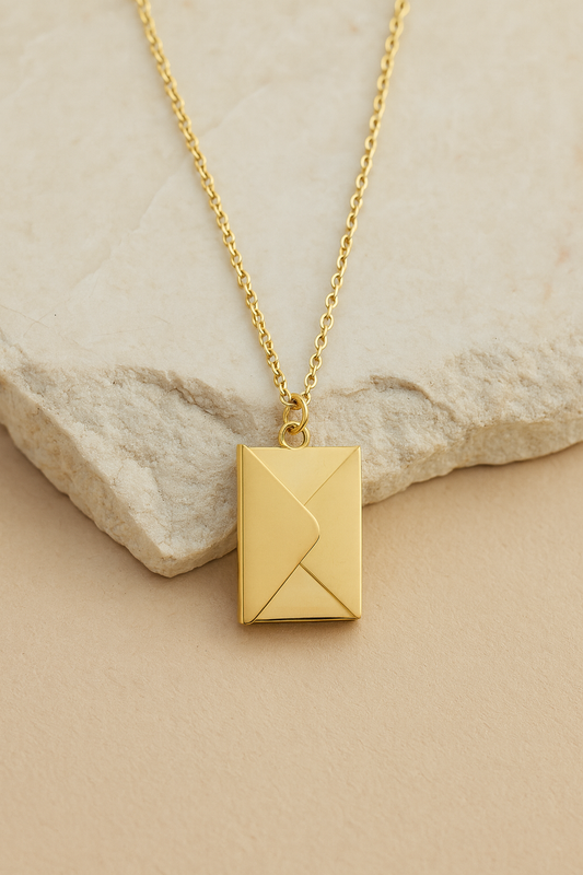 Envelope Locket Necklace Gold Vermeil Love Letter Pendant  Personalized Gift Jewelry LN10104