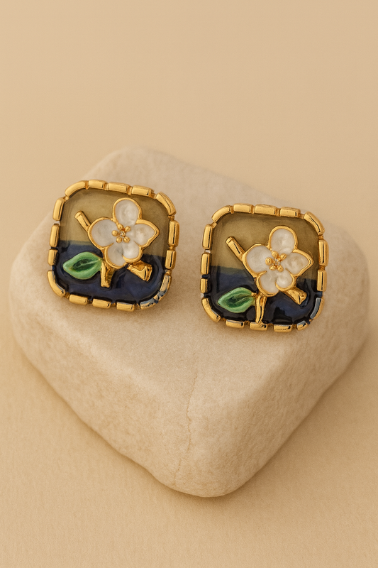 Floral Enamel Stud Earrings LE10150