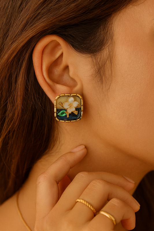 Floral Enamel Stud Earrings LE10150