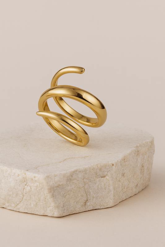 Fluid Spiral Open Ring in Gold LR10178