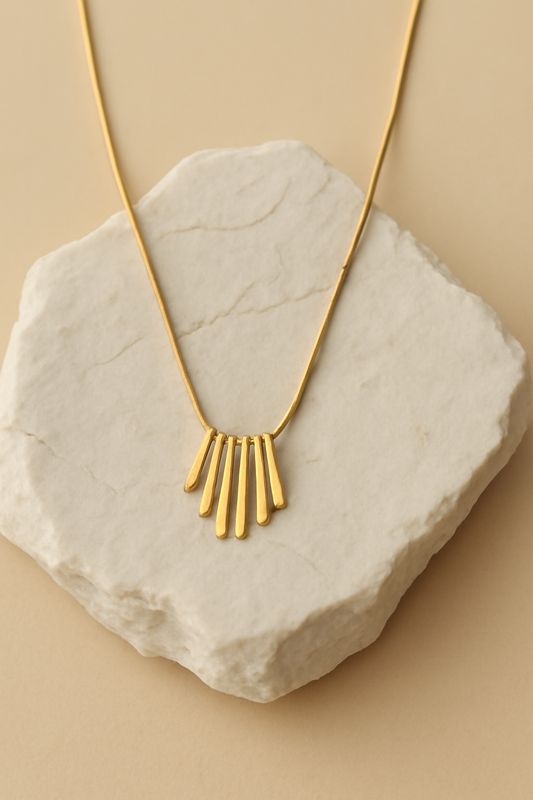 Gold Bar Pendant Necklace  Minimalist Gold Vermeil Geometric Necklace  Modern Statement Jewelry LN10128
