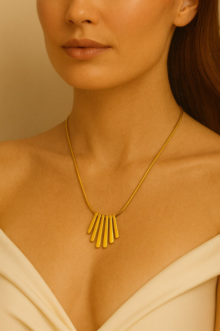 Gold Bar Pendant Necklace  Minimalist Gold Vermeil Geometric Necklace  Modern Statement Jewelry LN10128