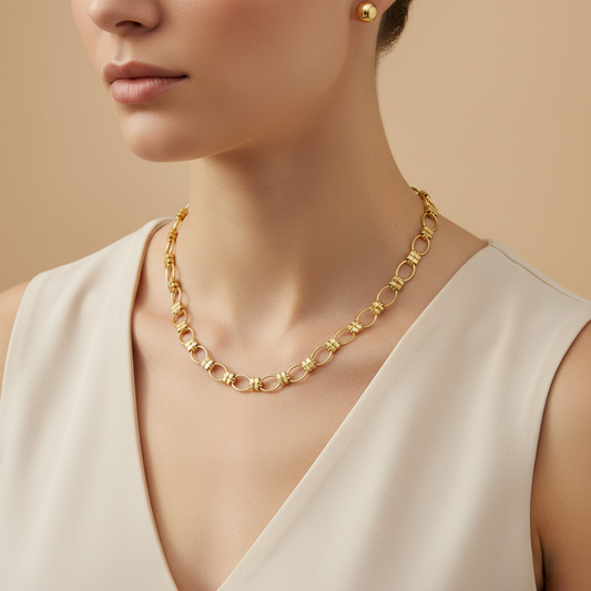 Classic Gold Link Chain Necklace – Elegant Statement Jewellery for Women LN10300