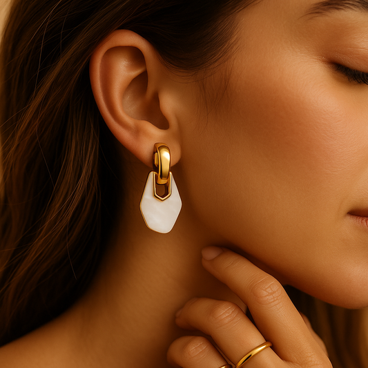 Geometric Gold Drop Earrings LE10166