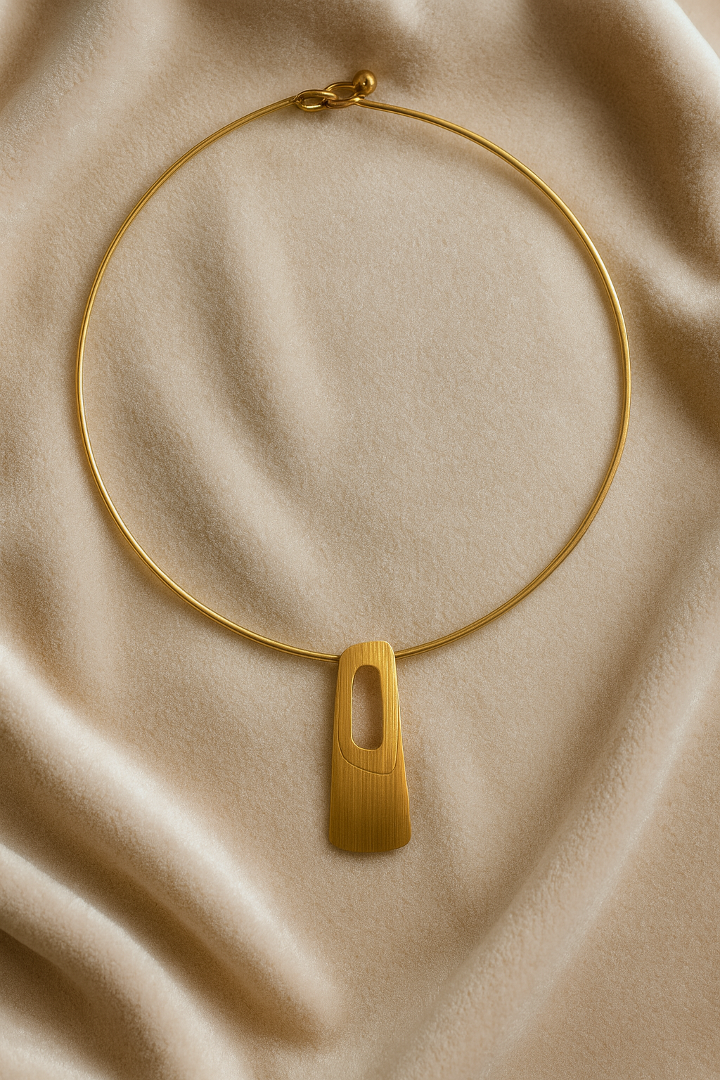 Geometric Open‑Cut Pendant Choker – Gold Collar Necklace LN10198