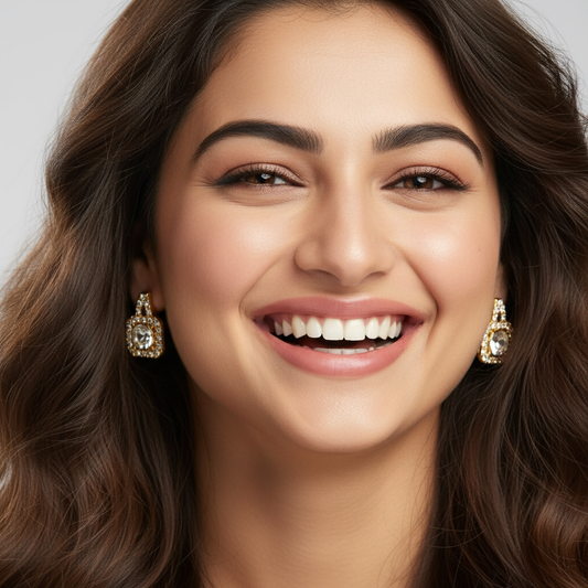 Gold-Plated Crystal Stud Earrings for Women – Glamorous Statement Jewellery LE10305