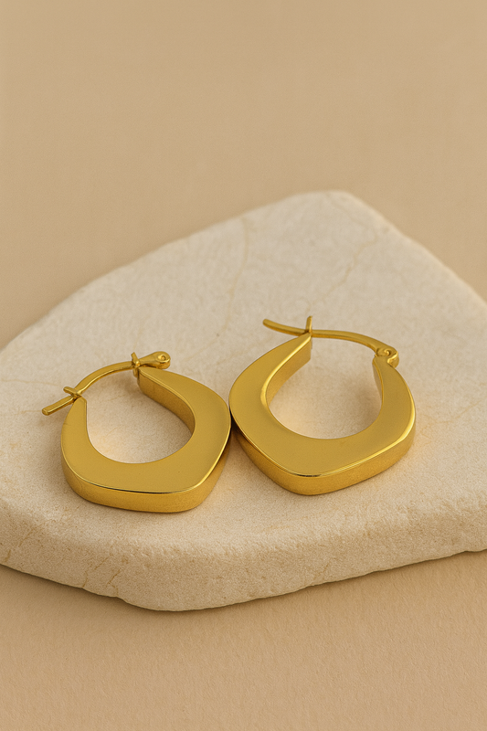 Gold-Plated Geometric Hoop Earrings for Women – Modern Minimalist Design LE10285