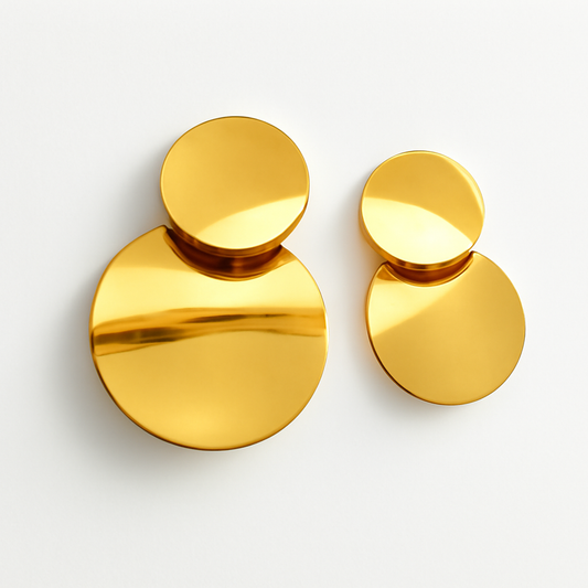 Gold Double Disc Minimal Stud Earrings LE10187