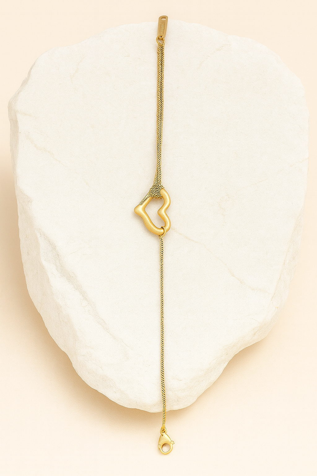 Gold Abstract Heart Bracelet  Snake Chain Fashion Jewelry LB10171
