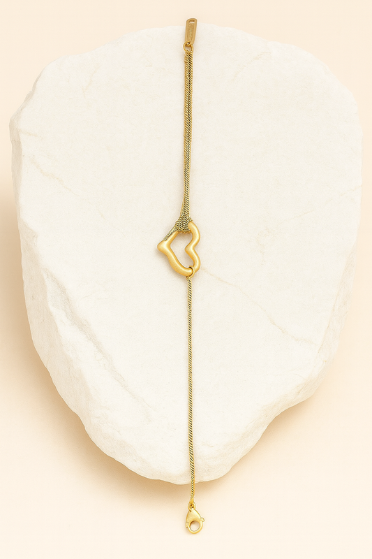 Gold Abstract Heart Bracelet  Snake Chain Fashion Jewelry LB10171