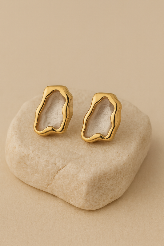 Gold Abstract Shell Stud Earrings LE10153