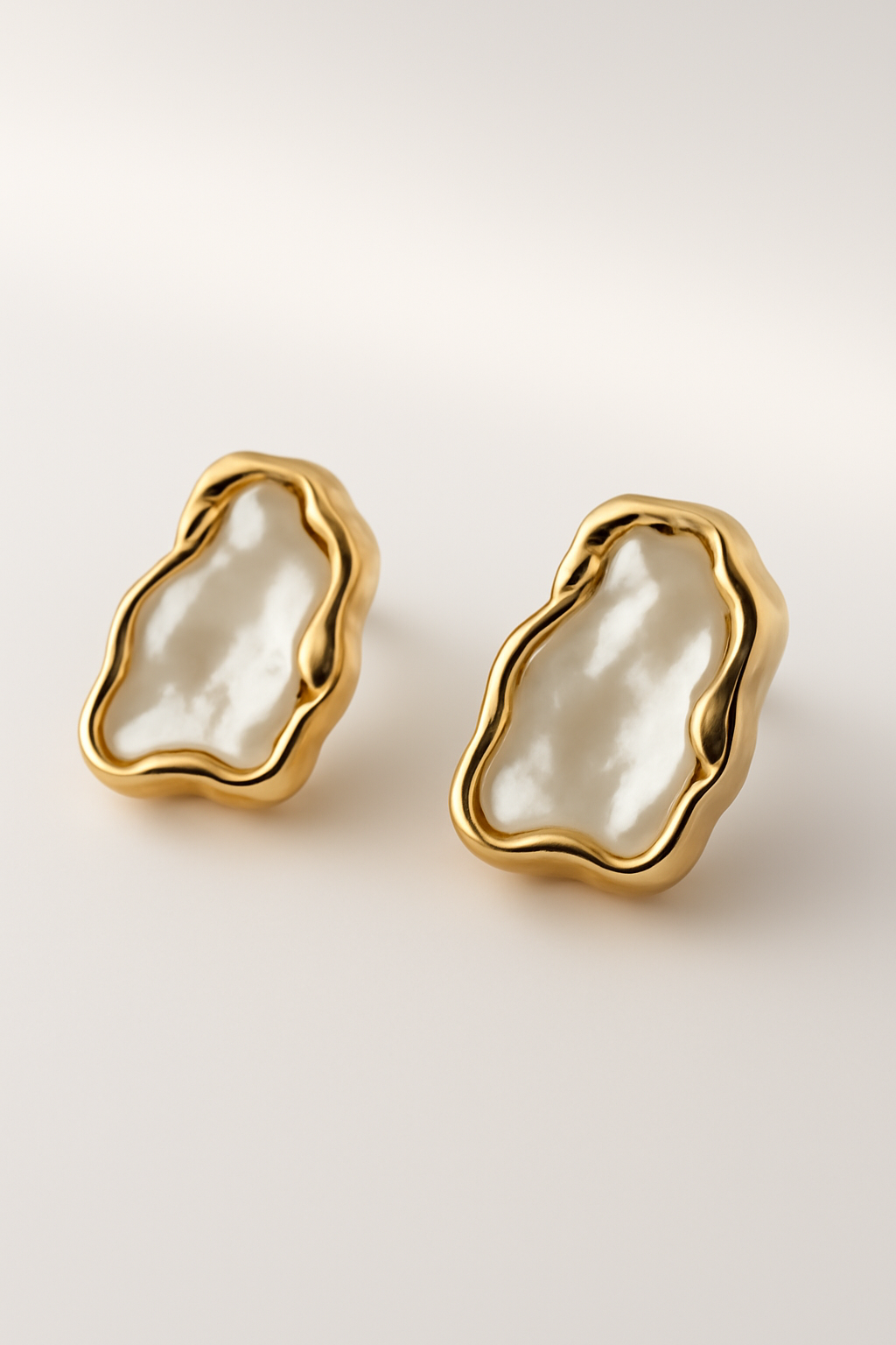 Gold Abstract Shell Stud Earrings LE10153