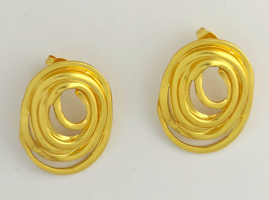 Gold Abstract Spiral Stud Earrings LE10249
