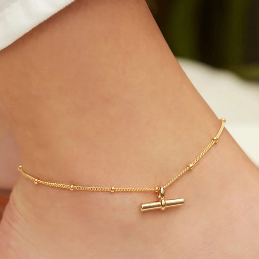 Minimalist Gold Bar Anklet – Elegant Dainty Chain Jewelry for Women  LA10101
