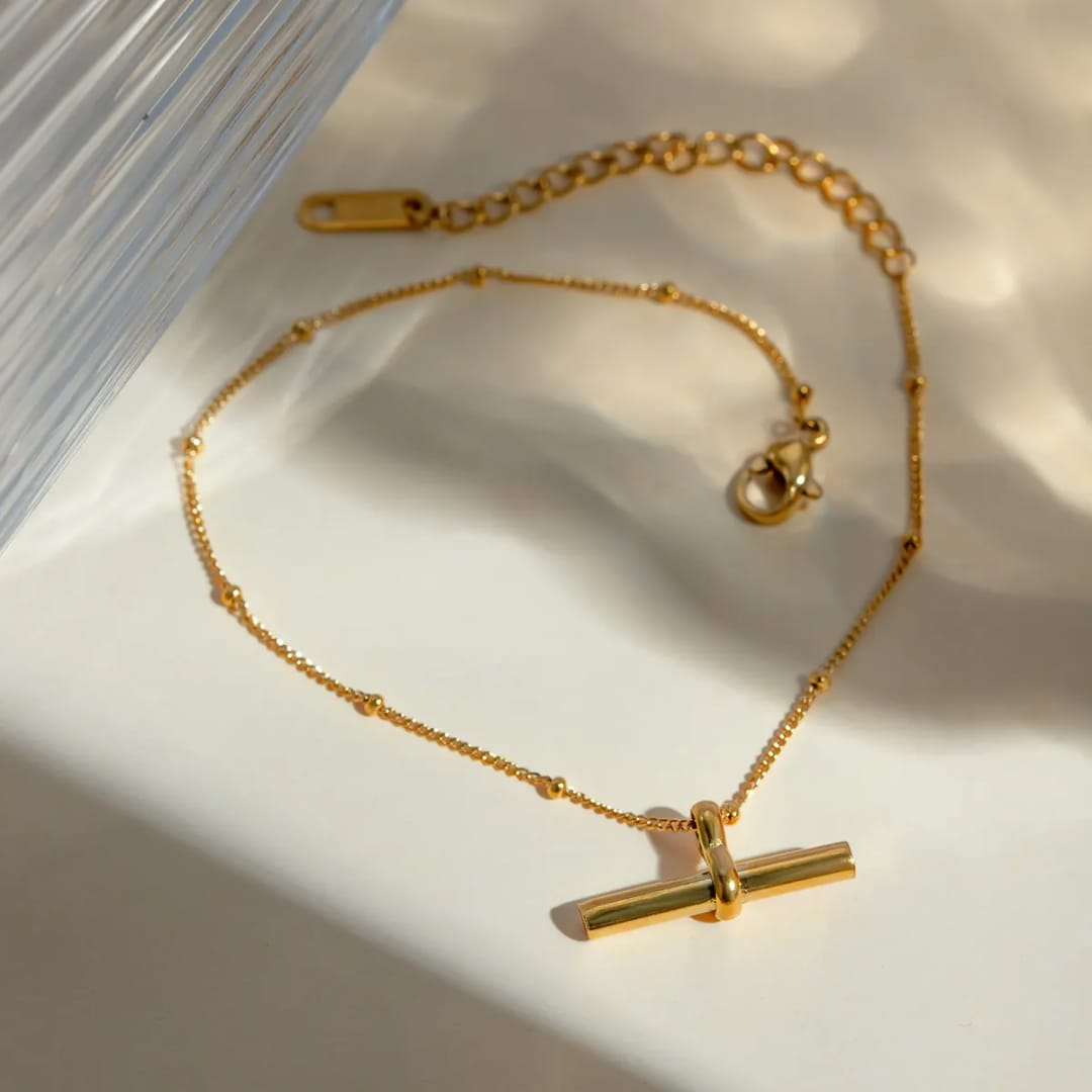 Minimalist Gold Bar Anklet – Elegant Dainty Chain Jewelry for Women  LA10101