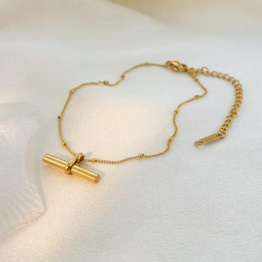 Minimalist Gold Bar Anklet – Elegant Dainty Chain Jewelry for Women  LA10101