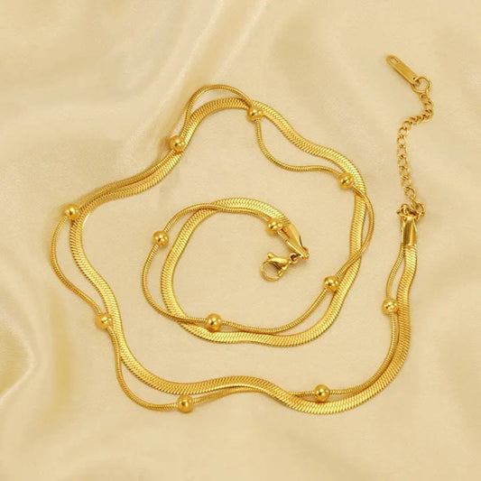 Gold Bead Snake Chain Jewelry LN10185