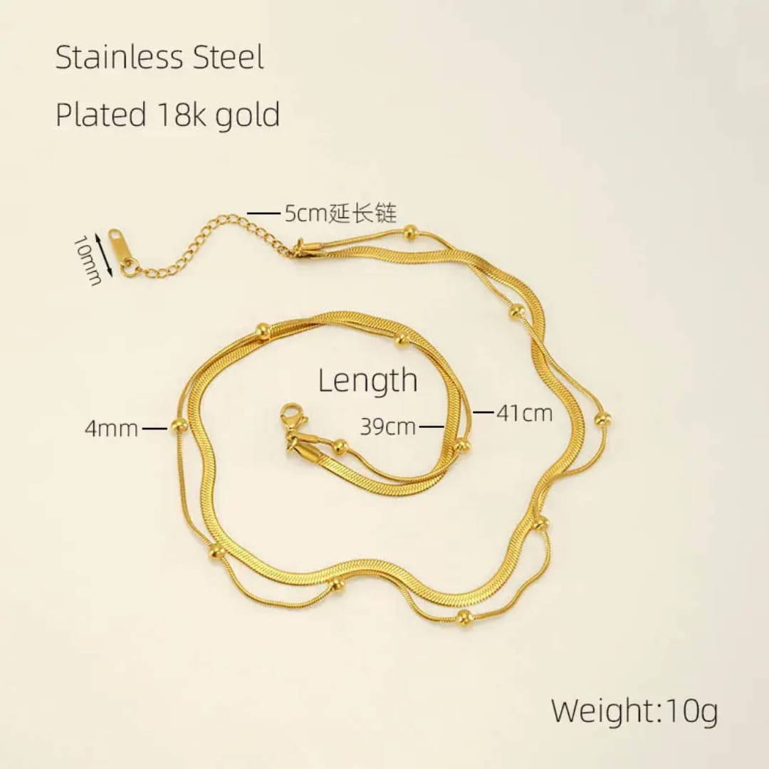 Gold Bead Snake Chain Jewelry LN10185