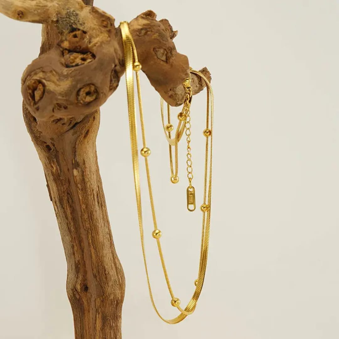 Gold Bead Snake Chain Jewelry LN10185