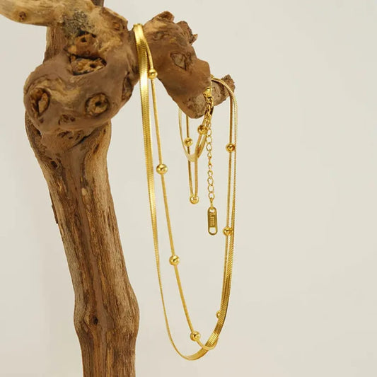 Gold Bead Snake Chain Jewelry LN10185
