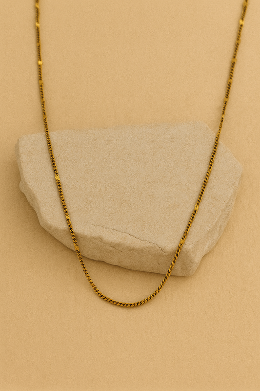 Gold Bead‑Station Chain Necklace – Dainty Layering LN10188
