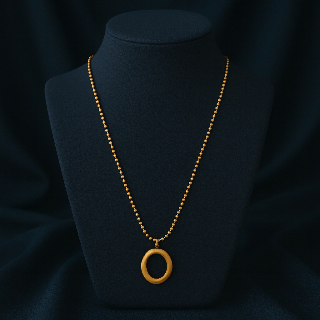 Gold Beaded Chain Circle Pendant Necklace LN10200