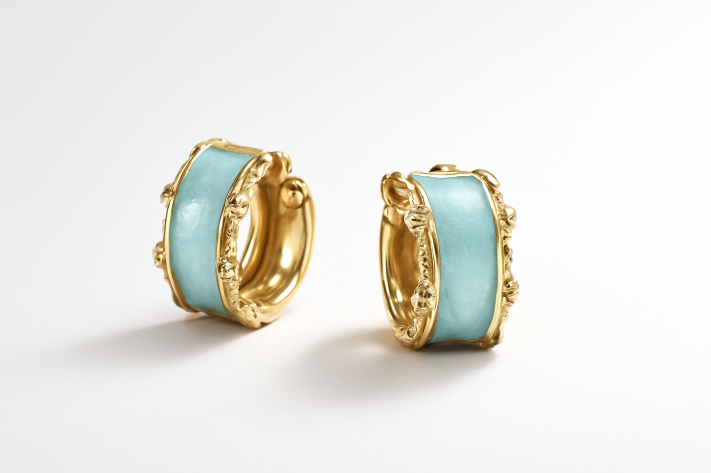 Gold Blue Enamel Hoop Earrings LE10161