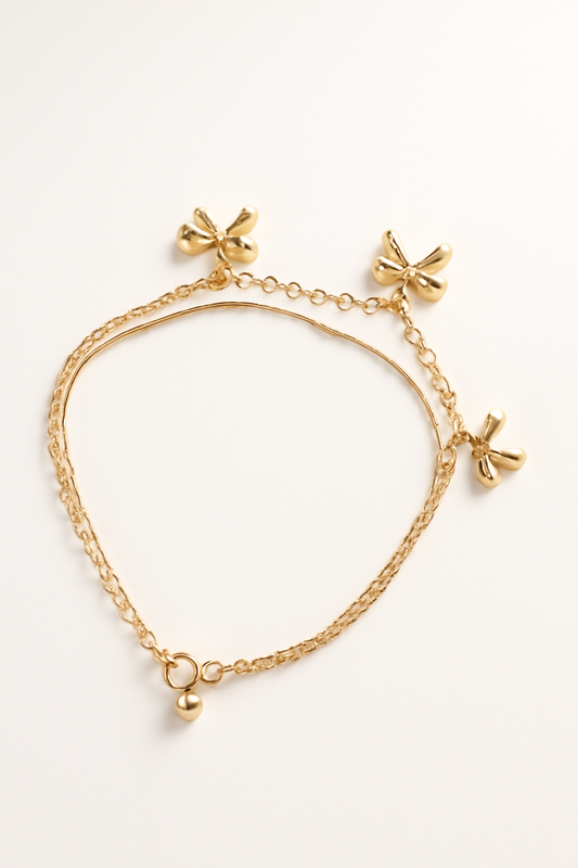 Gold Bow Charm Bracelet Multi Chain LB10100