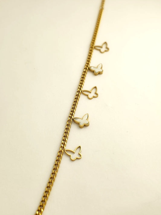 Gold Butterfly Charm Bracelet – Delicate Women’s Jewelry with Dainty Chain LB10101