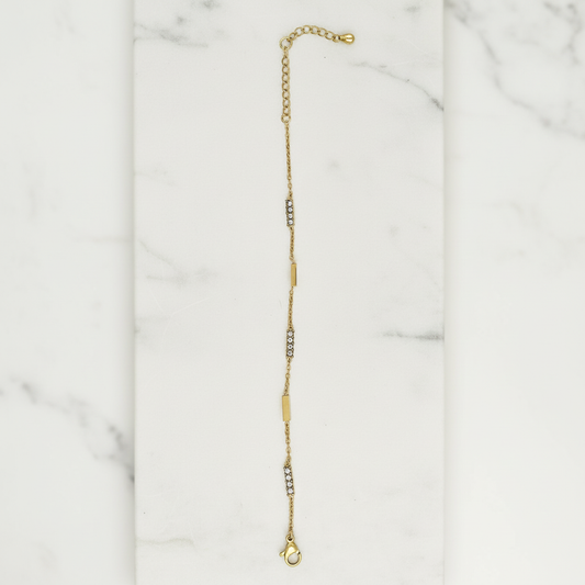 Gold Chain Bracelet with Crystal Accents – Dainty Elegant Jewelry for Women LB10176
