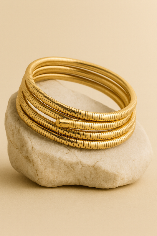 Gold Coil Wrap Bangle – Flexible Stack Bracelet LB10115
