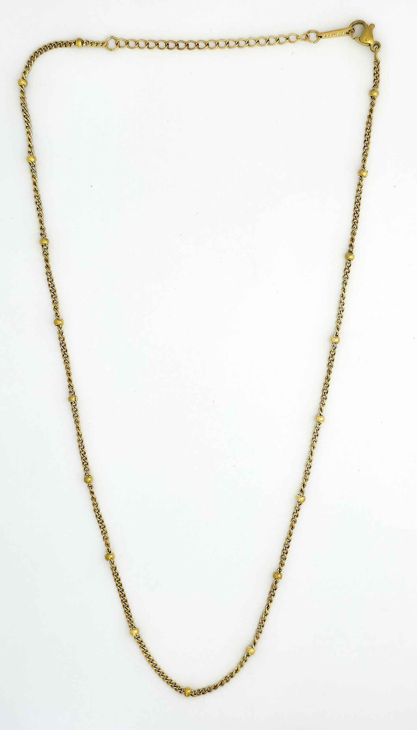 Gold Curb Chain Bead Station Necklace LN10223