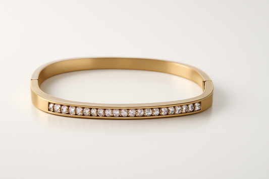 Gold Diamond Bangle  Luxury Pavé Set Bracelet LB10079