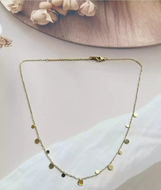 Gold Disc Charm Necklace Gold Vermeil Dainty Chain  Minimalist Everyday Jewelry LN10121