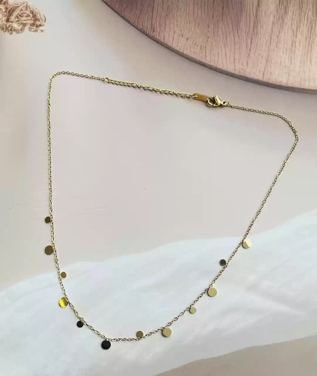 Gold Disc Charm Necklace Gold Vermeil Dainty Chain  Minimalist Everyday Jewelry LN10121