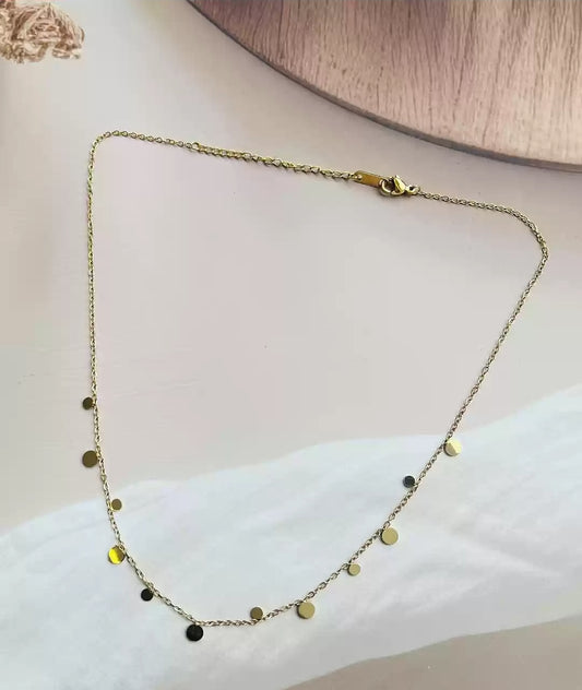 Gold Disc Charm Necklace Gold Vermeil Dainty Chain  Minimalist Everyday Jewelry LN10121