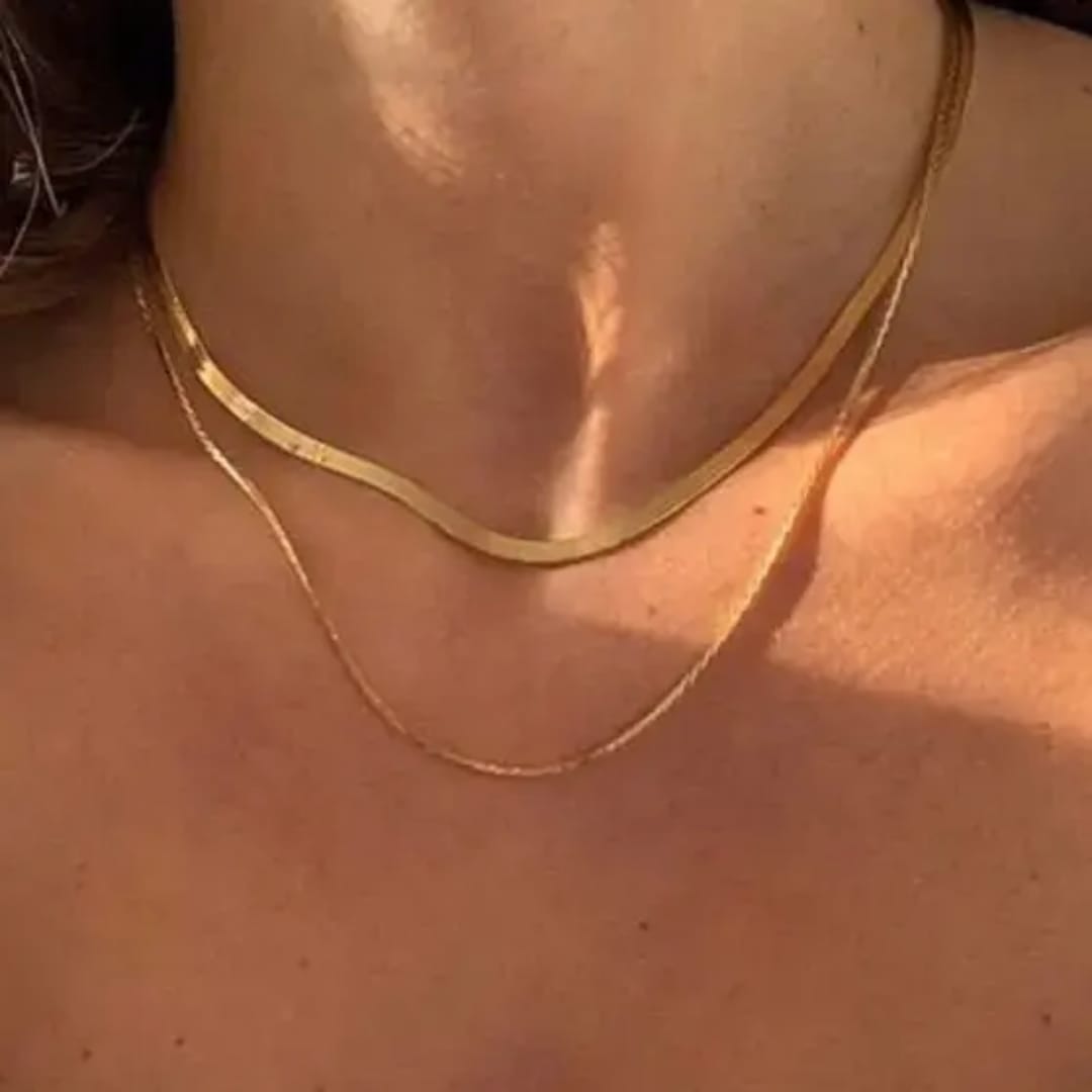Gold Double Strand Snake Chain Necklace – Minimal Chic LN10174