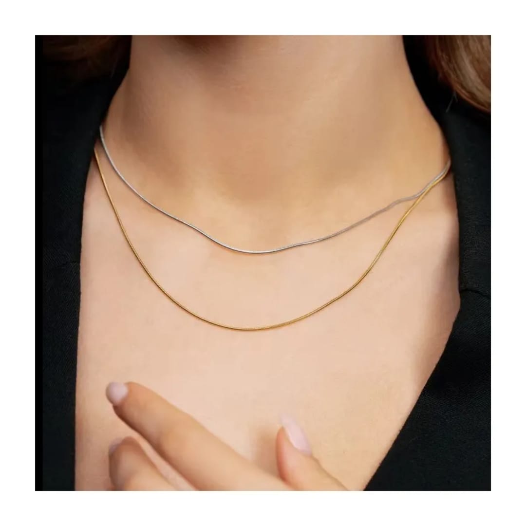 Gold Double Strand Snake Chain Necklace – Minimal Chic LN10174